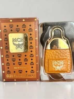 MCM Mini Charm Keychain Purse Bottle Scented Keychain Cognac Orange
